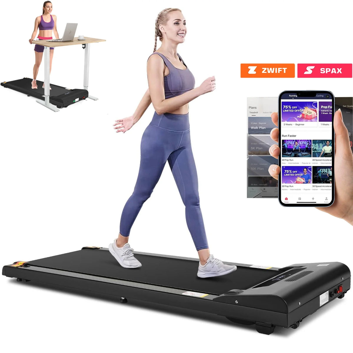Walking Pad Treadmill 2.5HP Electric Jogging Running Machine with LED Display H224627
