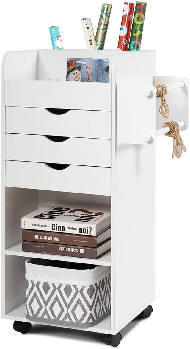 Rolling Storage Drawer Cart with 3 Drawers and 3 Open Shelves X559767
