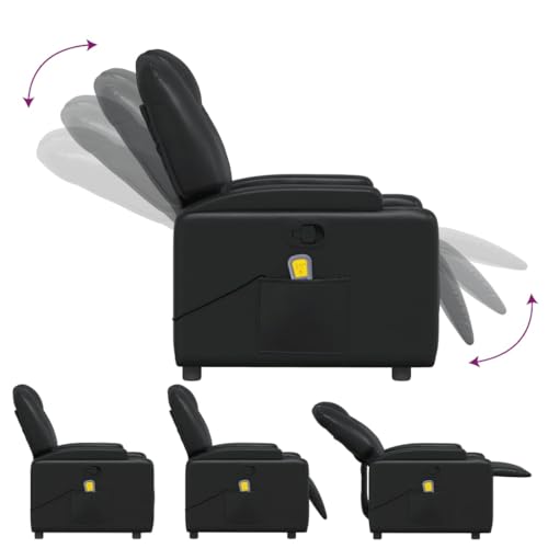 Black Faux Leather Massage Recliner Chair with 6Point Vibration R4873