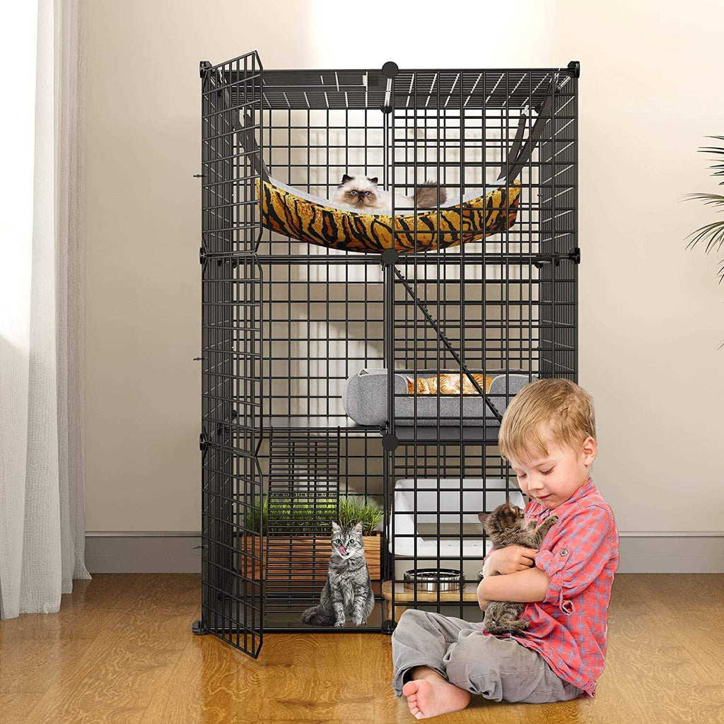 3-Tiers Metal Cat Cage with Hammock N683