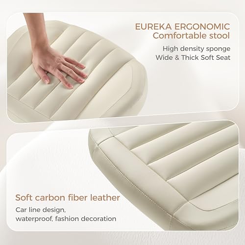 Height Adjustable Beige Foot Stool with Wheels H3941