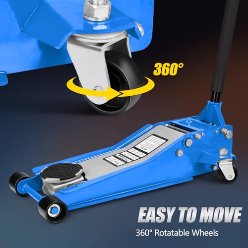 Low Profile Floor Jack, Dual Pistons Quick Lift Pump, Orange D92674