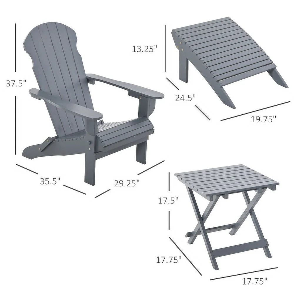 Folding Adirondack Chair with Ottoman and Side Table M987