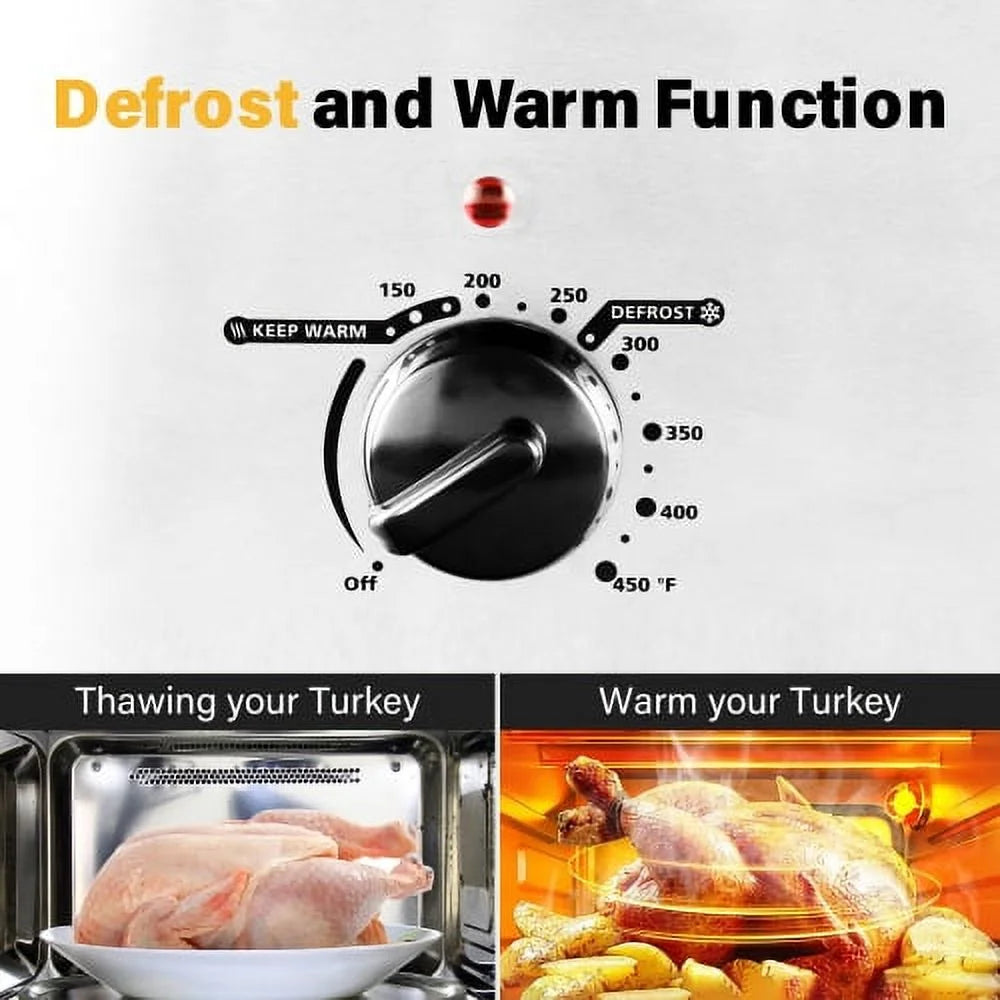 White 20 QT Stainless Steel Electric Roaster with See-through Lid N8305