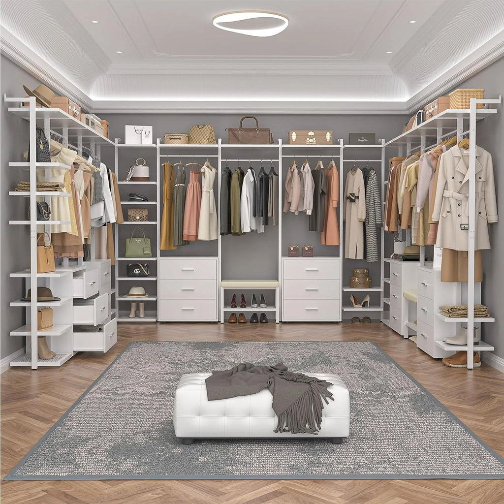 White Heavy Duty Clothing Rack with 6 Drawers B432537