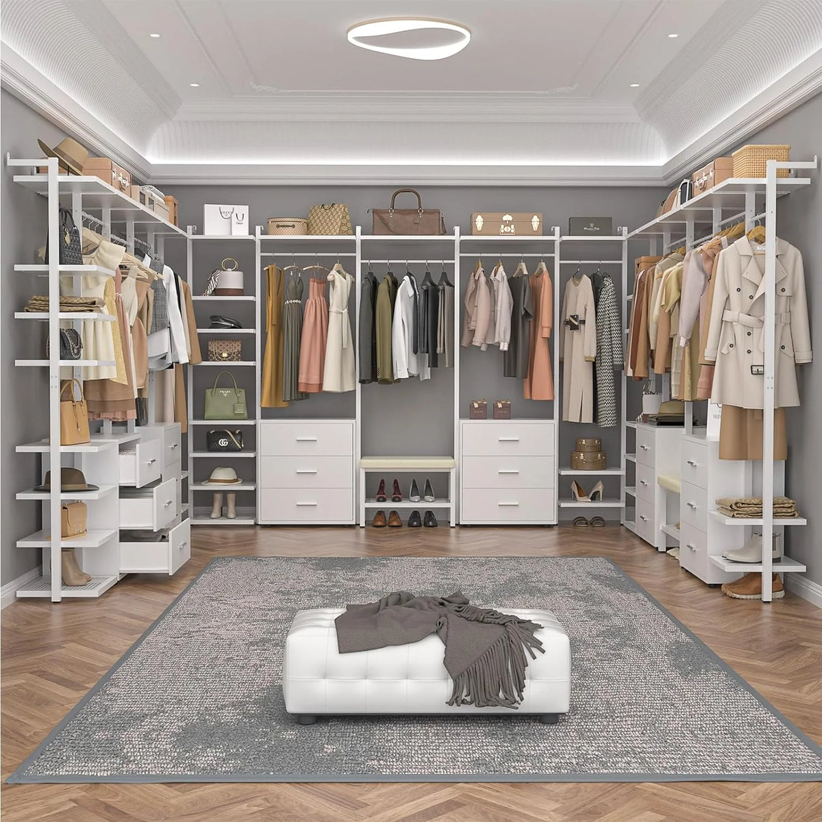 White Heavy Duty Clothing Rack with 6 Drawers B432537