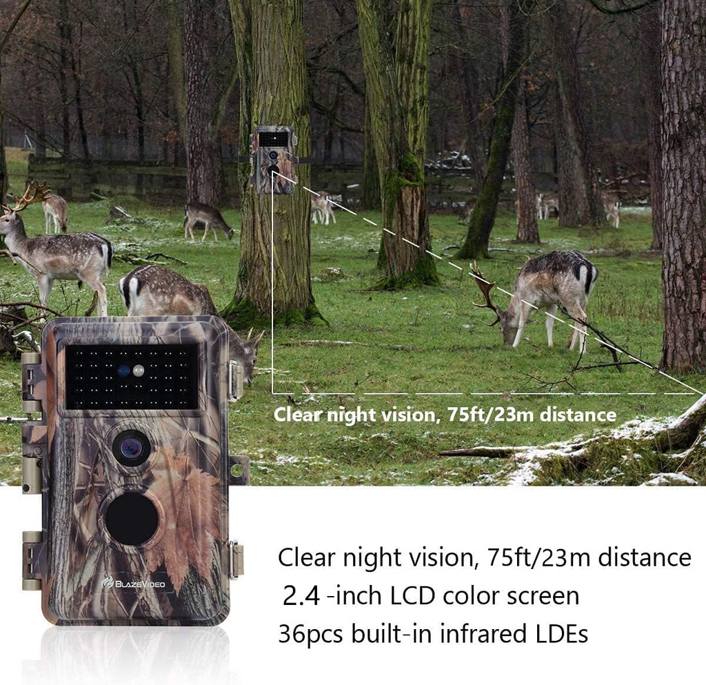 2-Pack 24MP Full HD 1296P Night Vision Motion Activated Waterproof Deer Cameras Q125500