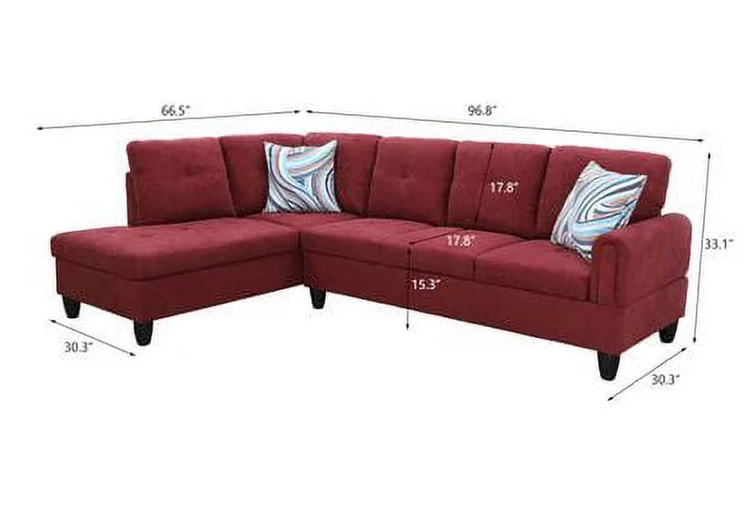 Wine Red L Shaped Sectional Sofa R572531