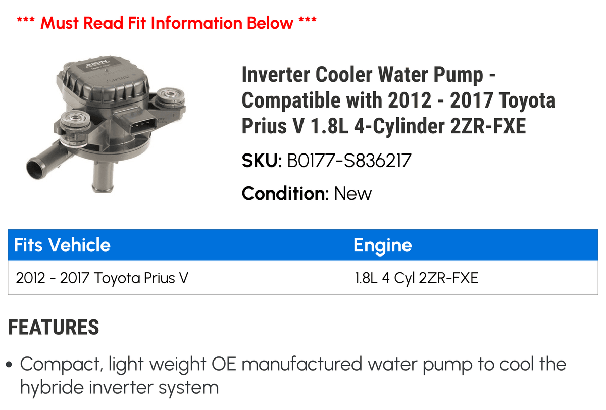 Inverter Cooler Water Pump J231