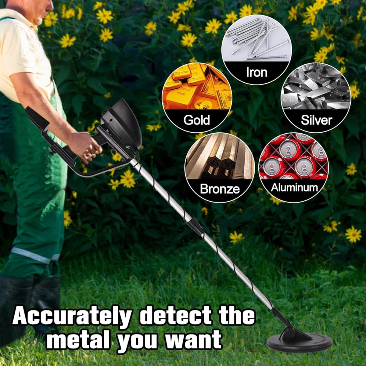 3" LCD Display Underground Metal Detector with 8" Waterproof Search Coil E5057
