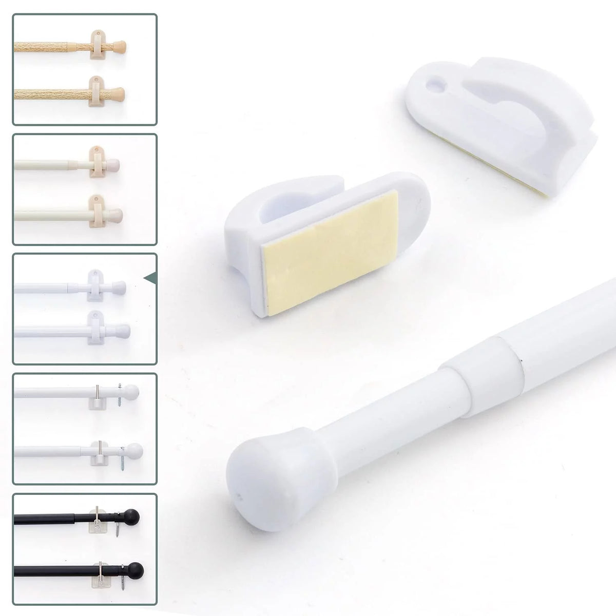 White 26" - 48" Adjustable Door Curtain Rods E17155