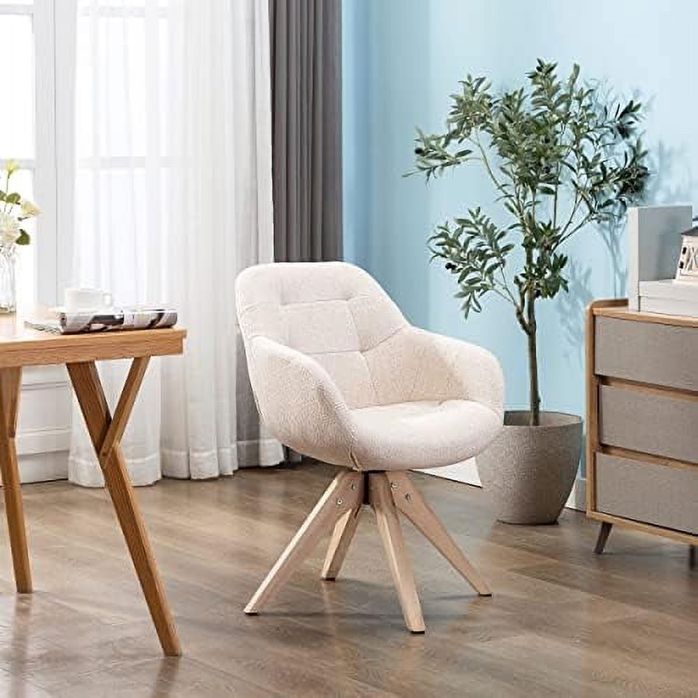 Mid Century Modern Swivel Fabric Accent Chair with Oak Wood Legs B29022