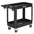 Plastic 2-Tier Utility Cart with Deep Shelves B274797