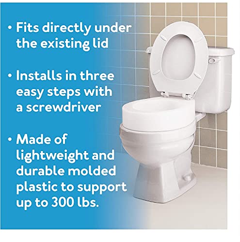 Toilet Seat Riser, Elongated Raised Toilet Seat, 3.5 inches, 300 Pound Weight Capacity W652547