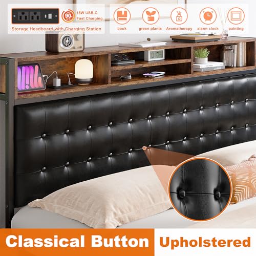 Queen Bed Frame with 4 Drawers Upholstered Q976627