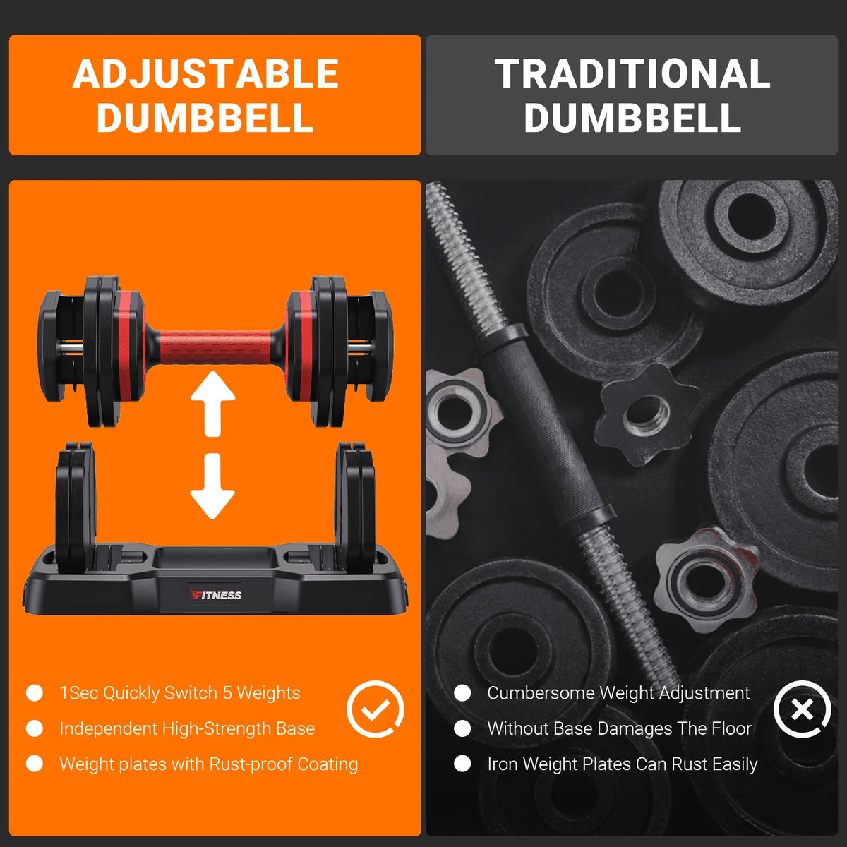 50lb Adjustable Dumbbells Set of 2 with Rack D89348