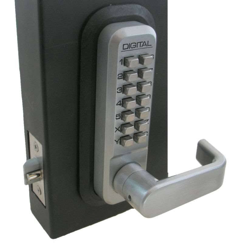 White Passage Door Lever with Mechanical Keyless Lock J449