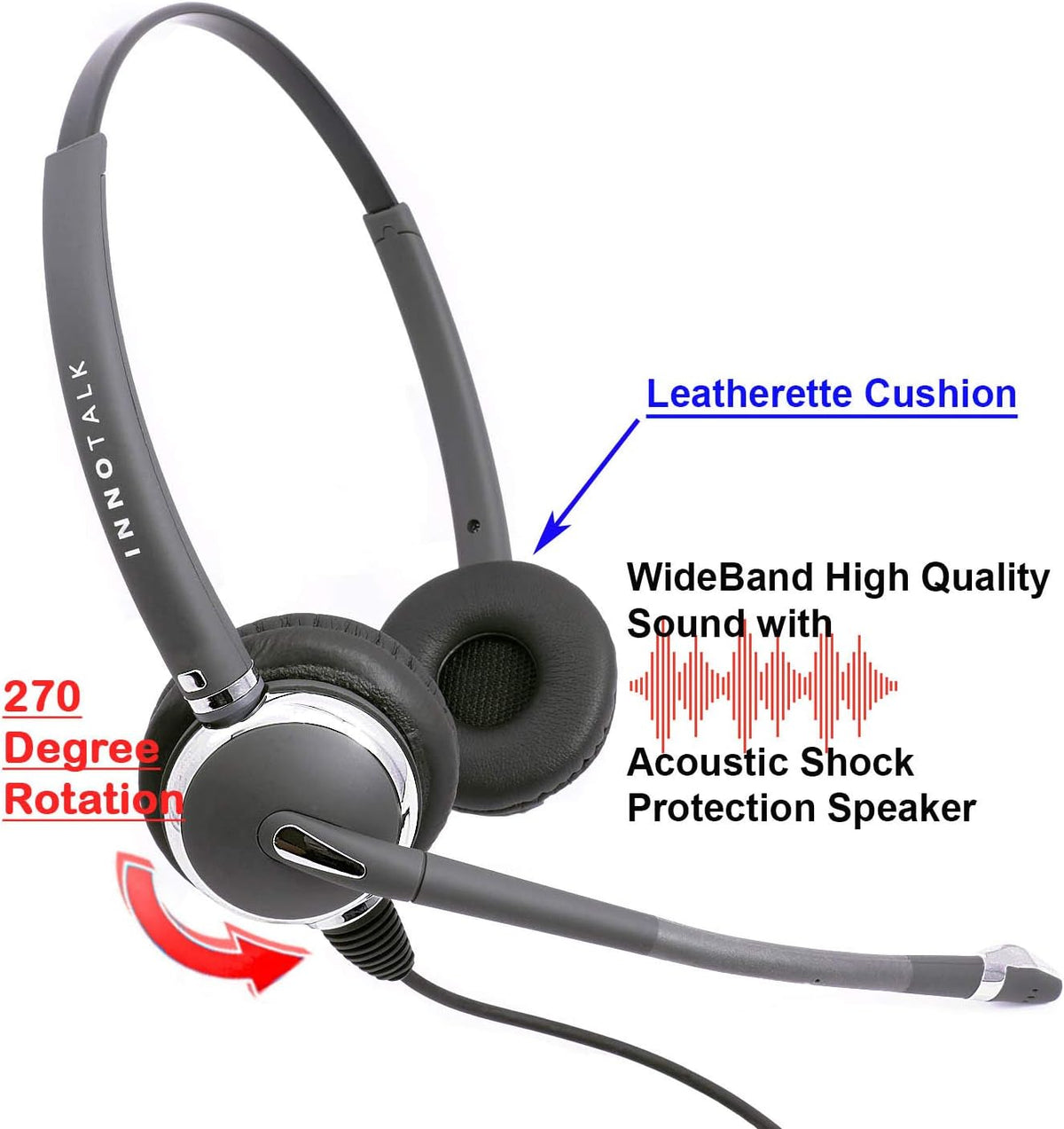 Noise Cancelling Binaural Headset with Quick Disconnect Cord Y377