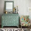 Teal Green Bone Inlay Chest of Drawers W66100