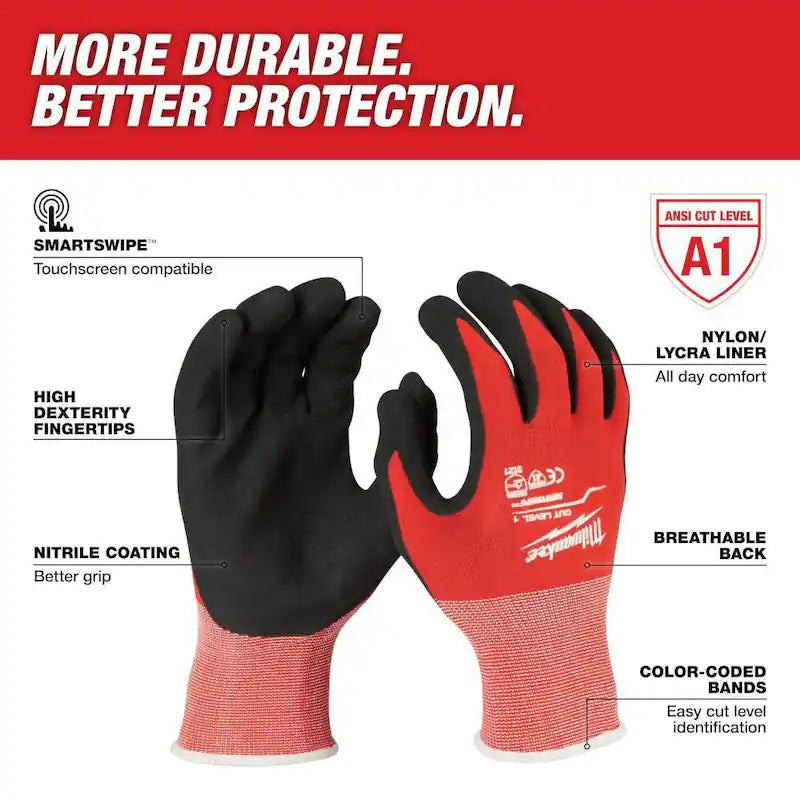 Red Nitrile Cut Resistant Work Gloves 30-Pack F576