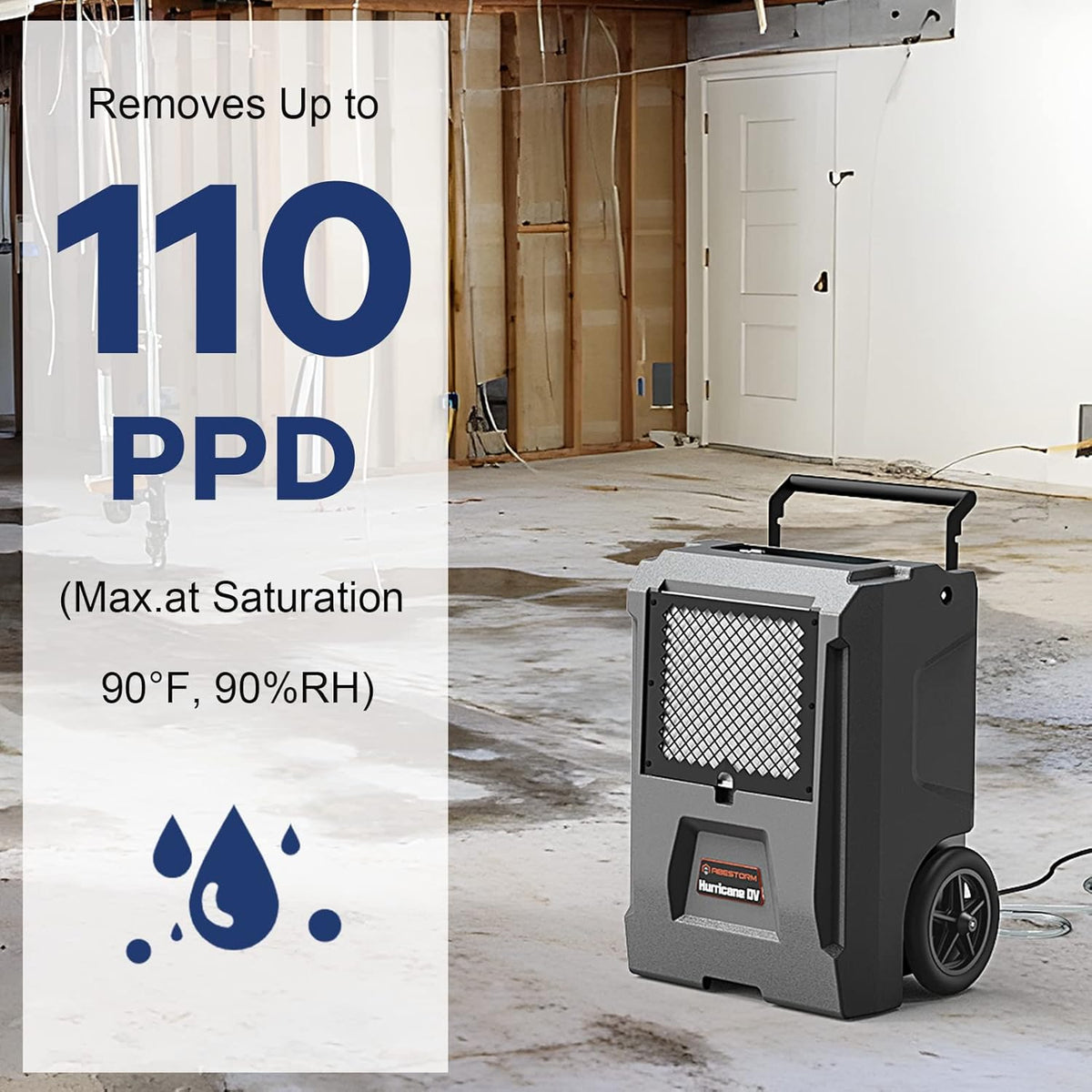 110 Pints Commercial Dehumidifier with Pump and Drain Hose C5336