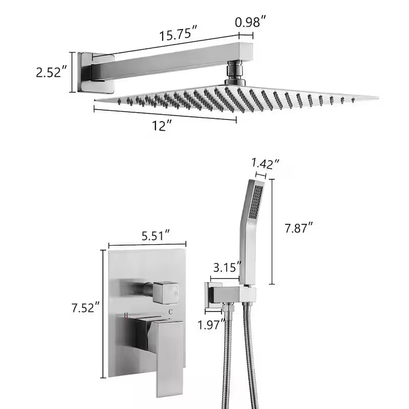 12 in. Brushed Nickel Shower System with Handheld Y187296