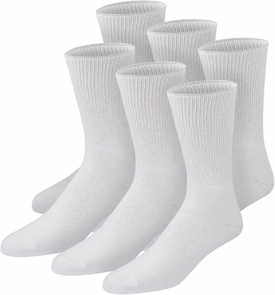 White Cotton Crew Socks 6 Pairs Q6493