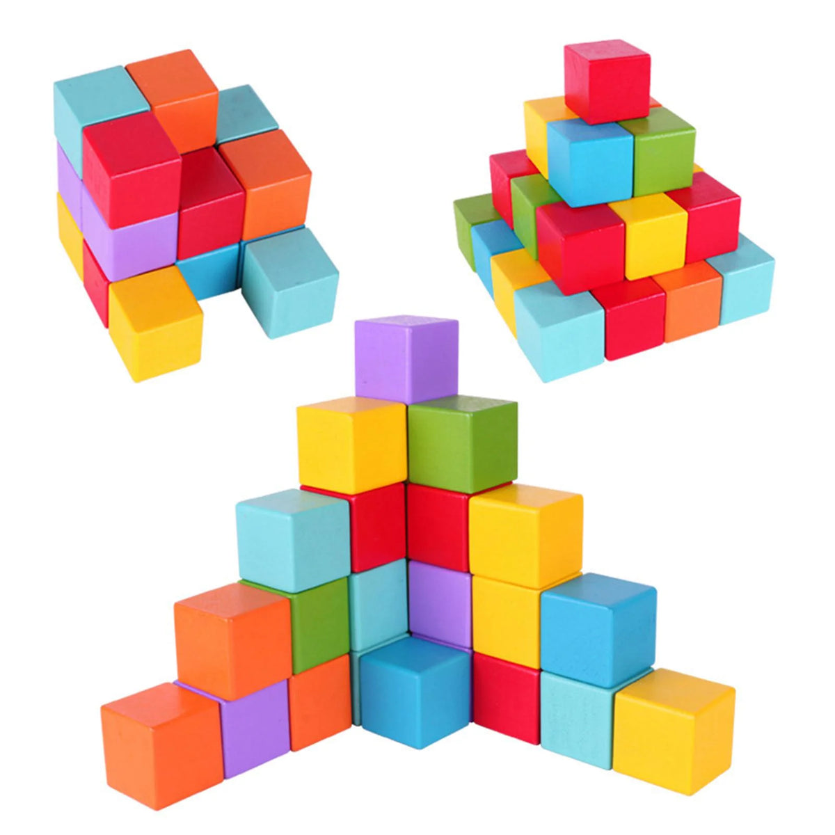 Wooden Building Blocks Stacking Game with Cards Sensory Toys D54482