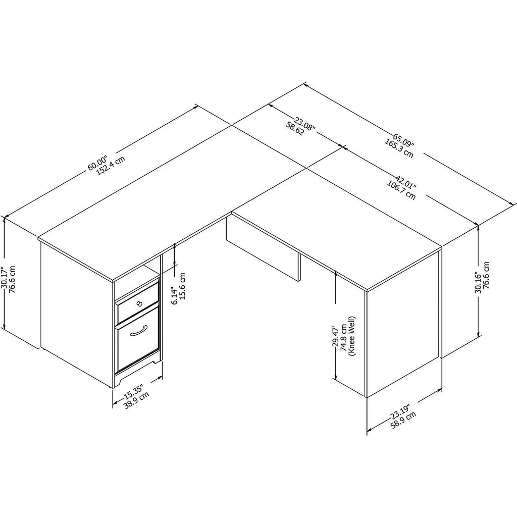 60W L Shaped Computer Desk With Drawers D4152