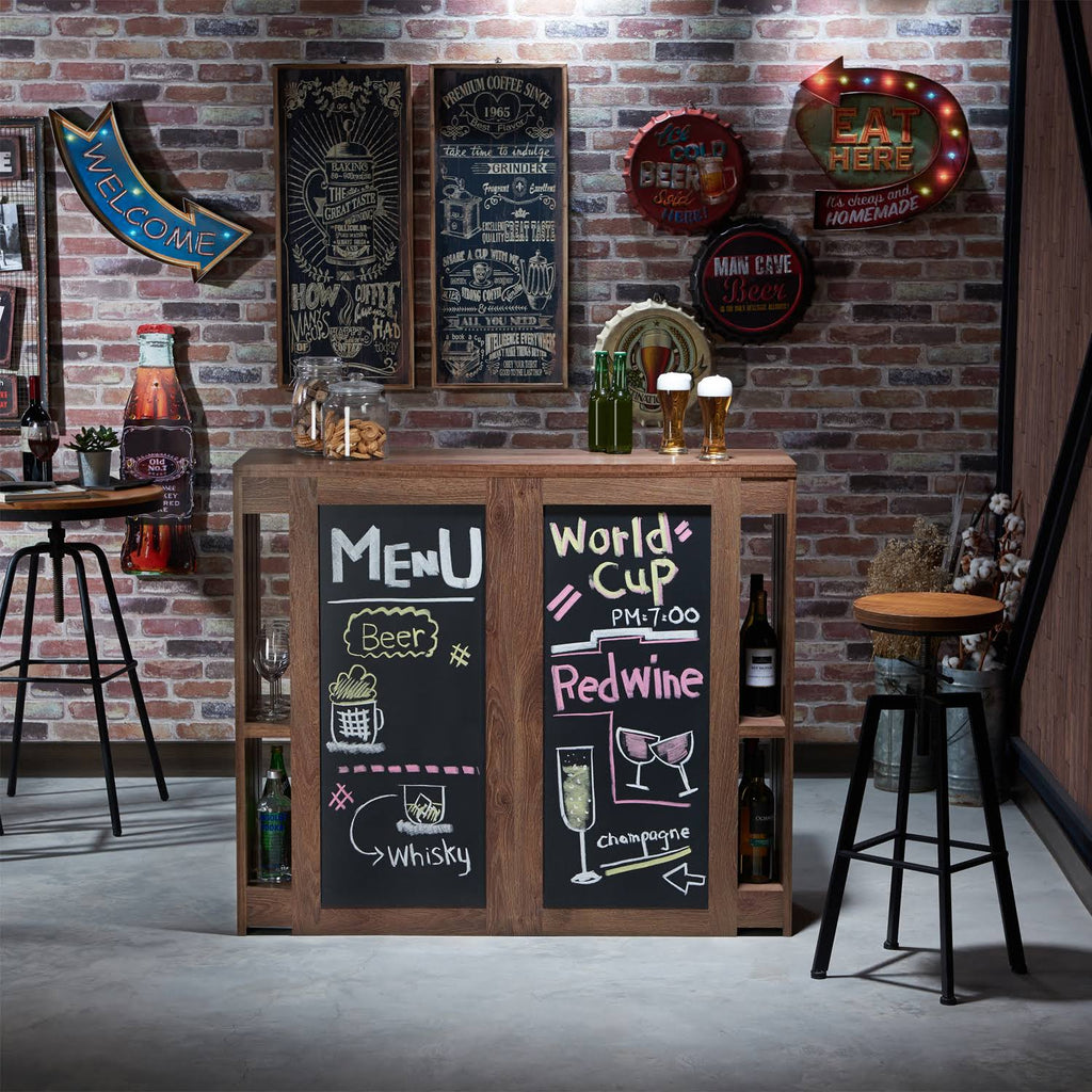 Rustic Multi-Storage Bar Table, Walnut P763