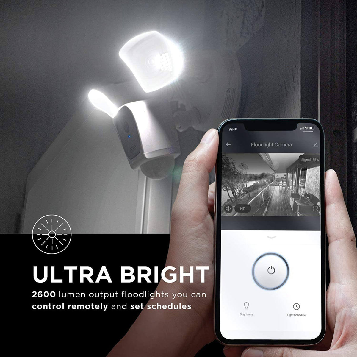 Floodlight Camera Smart 2.4 GHz Wireless 1080p Outdoor O418569