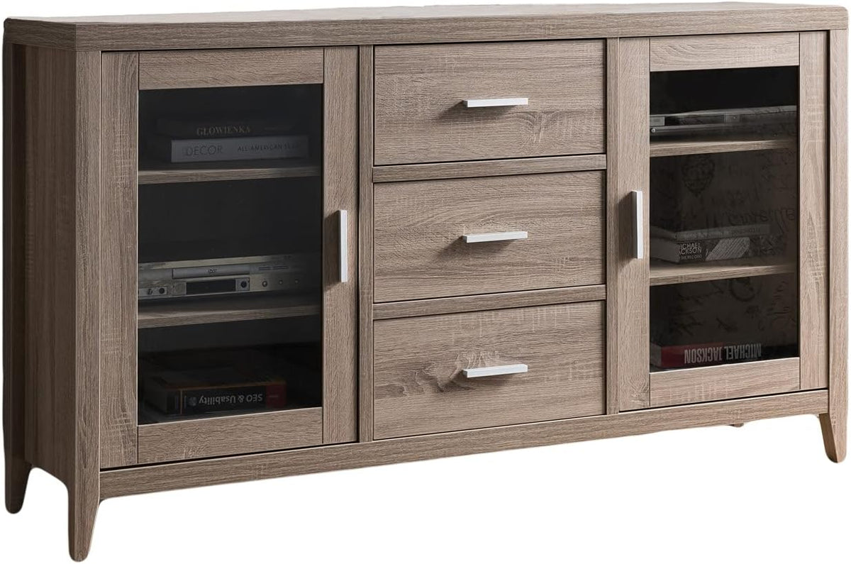 Dark Taupe TV Stand Buffet Console Cabinet with 3 Drawers C722