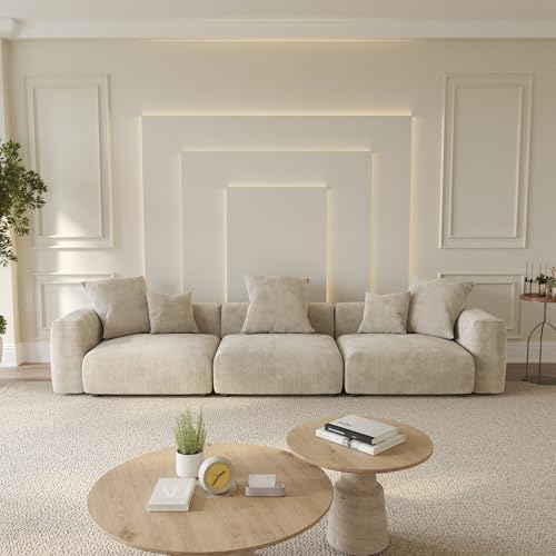 Oversized Corduroy 3 Seater Sectional Sofa B356179