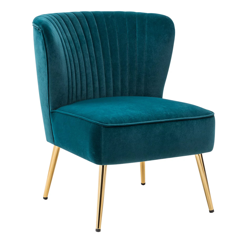 Teal Velvet Armless Accent Chair O837