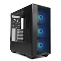 Black E-ATX PC Case with Tempered Glass Doors, Mesh Panels, 4x140mm PWM Fans B390
