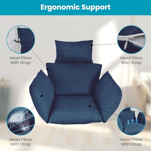 Grey Hanging Egg Chair Cushion with Pillow A8510