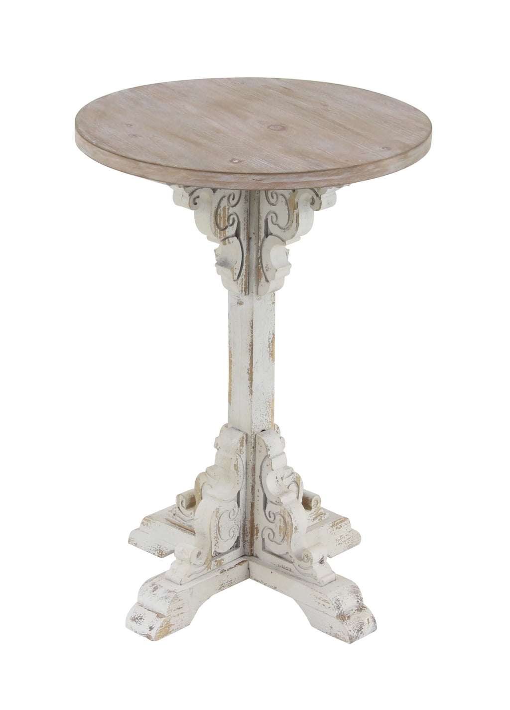 White Wood Accent Table with Brown Wood Top A278381