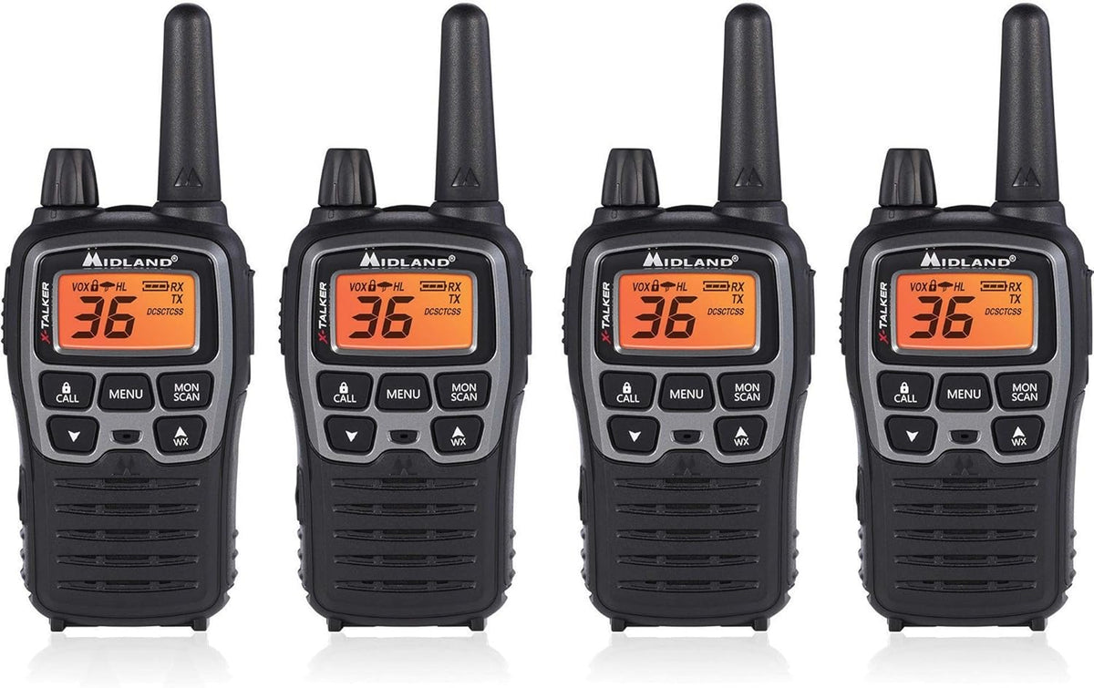 36 Channel FRS Two-Way Radio Walkie Talkie, Black/Silver, Pack of 2 R50941