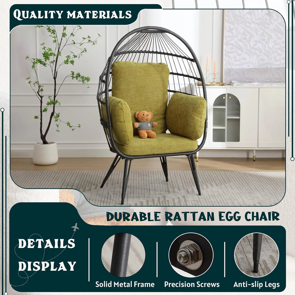 Oversized Wicker Egg Chairs Set of 2 with Cushions Q801186