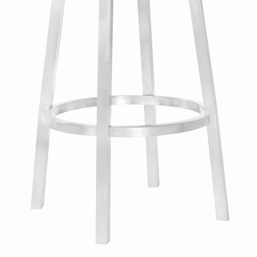 Bar Height Barstool in Brushed Stainless Steel and Vintage Grey Faux Leather X483777