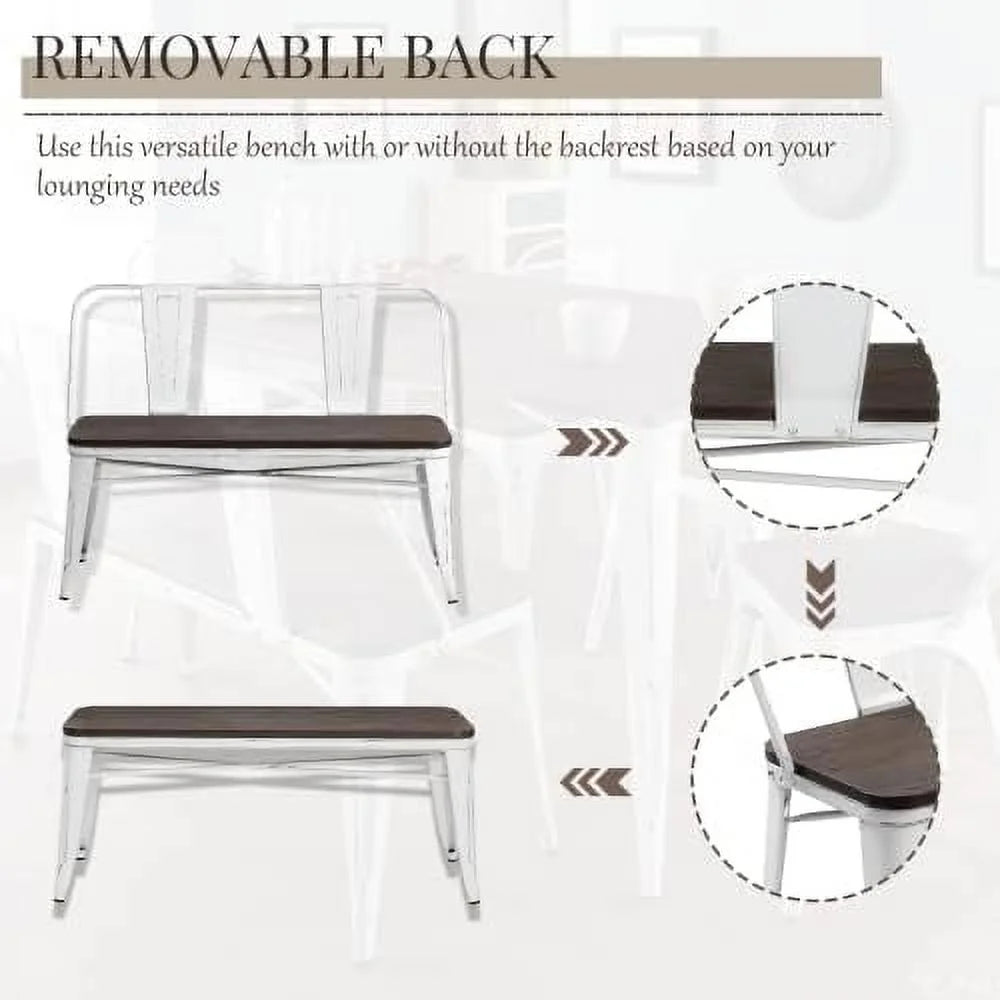 Dining Bench with Back Wood Seat O1996