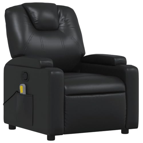 Black Faux Leather Massage Recliner Chair with 6Point Vibration R4873