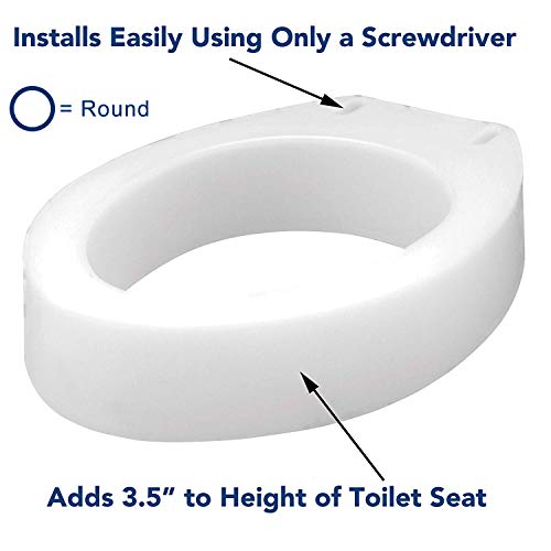 Toilet Seat Riser, Elongated Raised Toilet Seat, 3.5 inches, 300 Pound Weight Capacity W652547