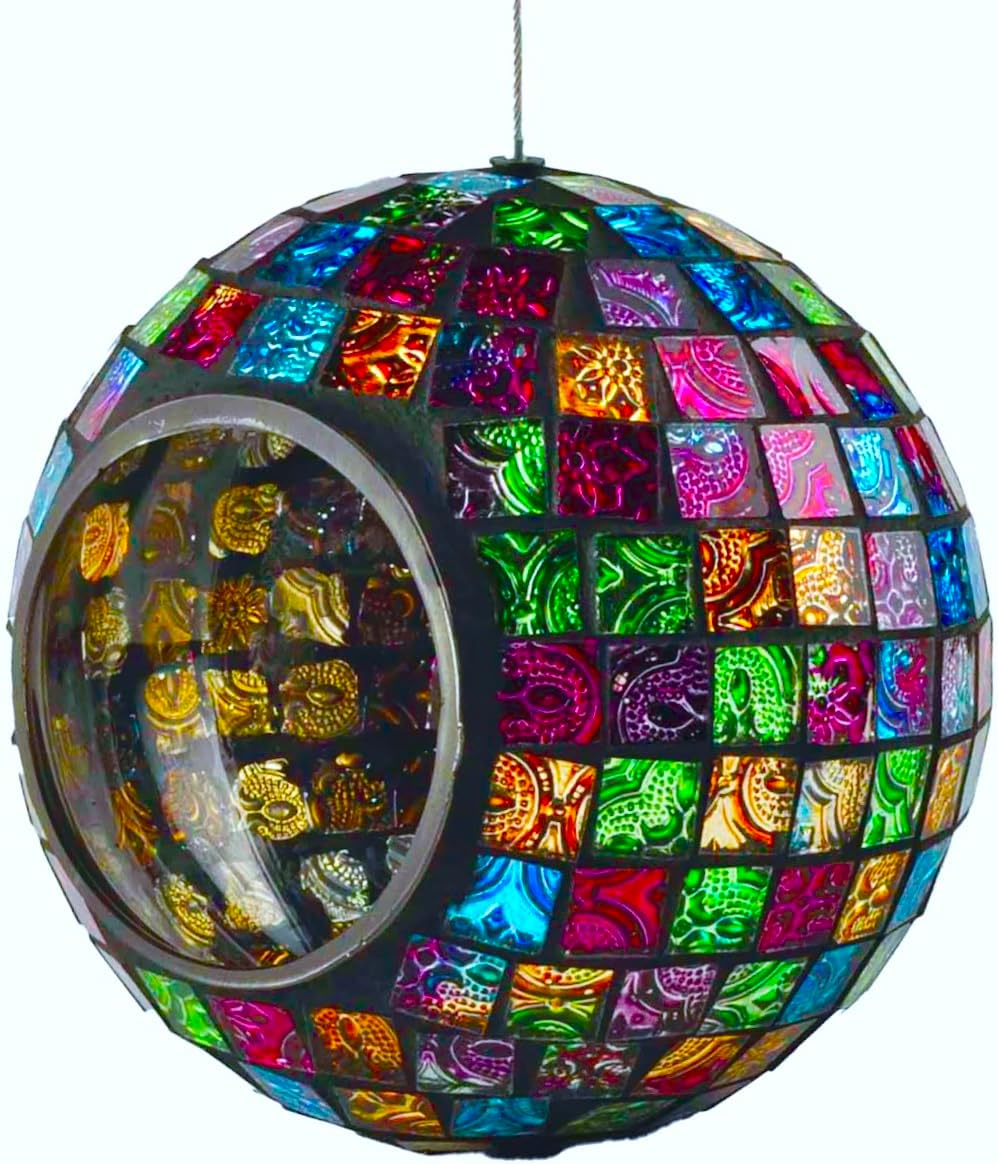 Mosaic Glass Hanging Bird Feeder O447762