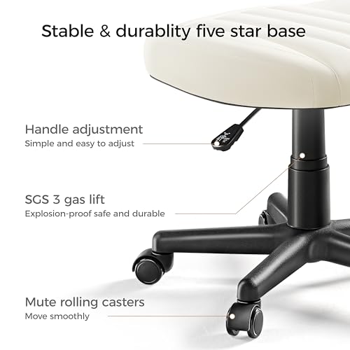 Height Adjustable Beige Foot Stool with Wheels H3941