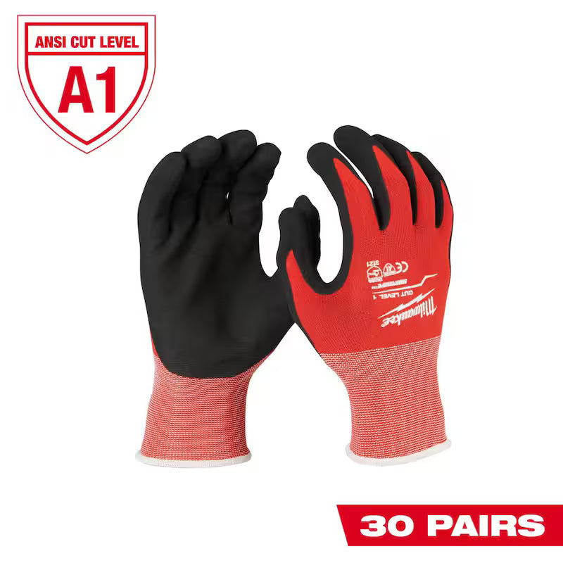 Red Nitrile Cut Resistant Work Gloves 30-Pack F576