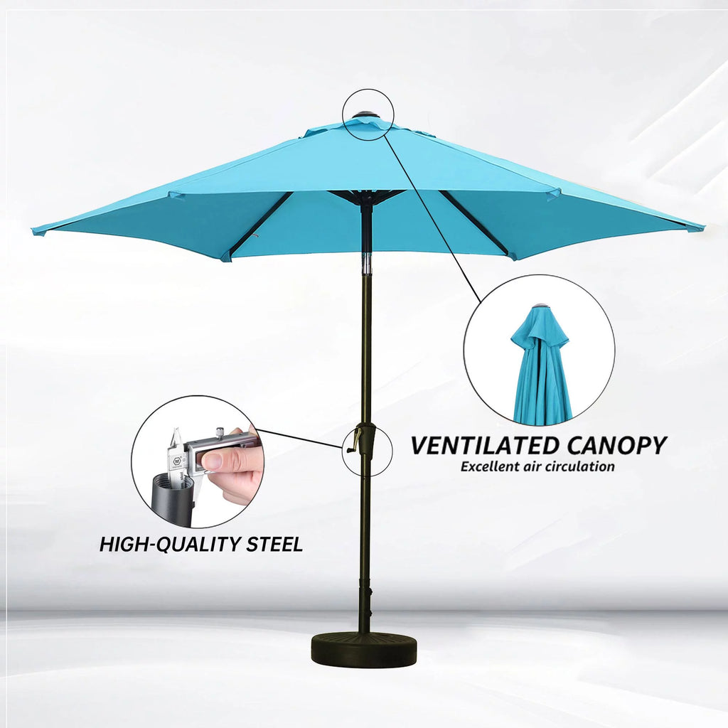 9ft Outdoor Patio Table Umbrella with Tilt Crank Blue W5744