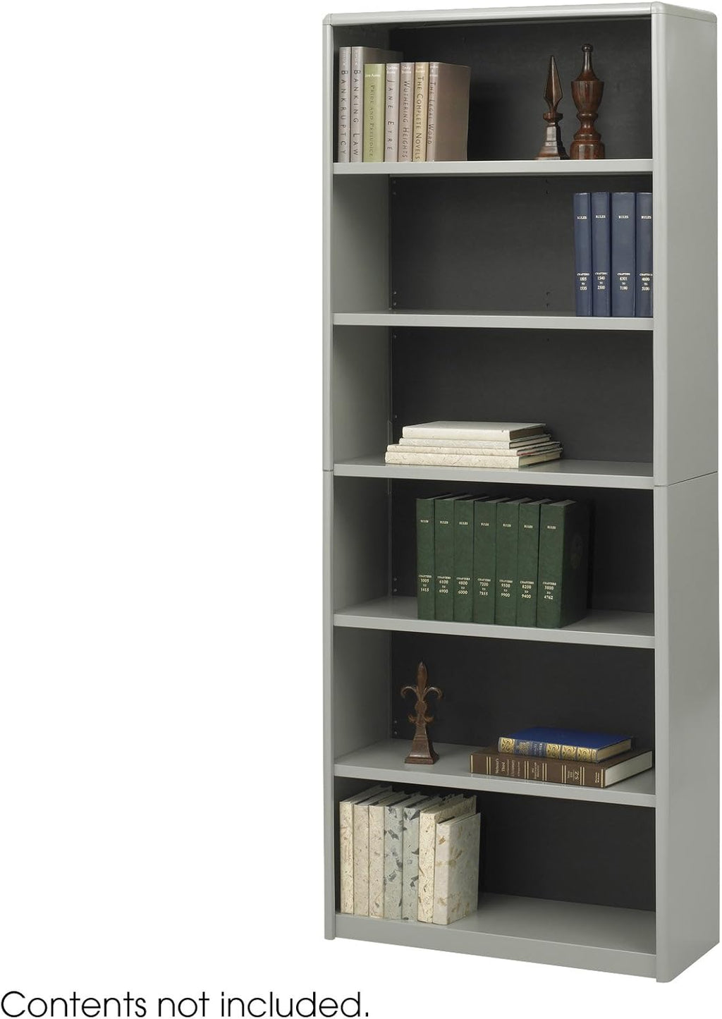 6-Shelf Gray Bookcase D2921