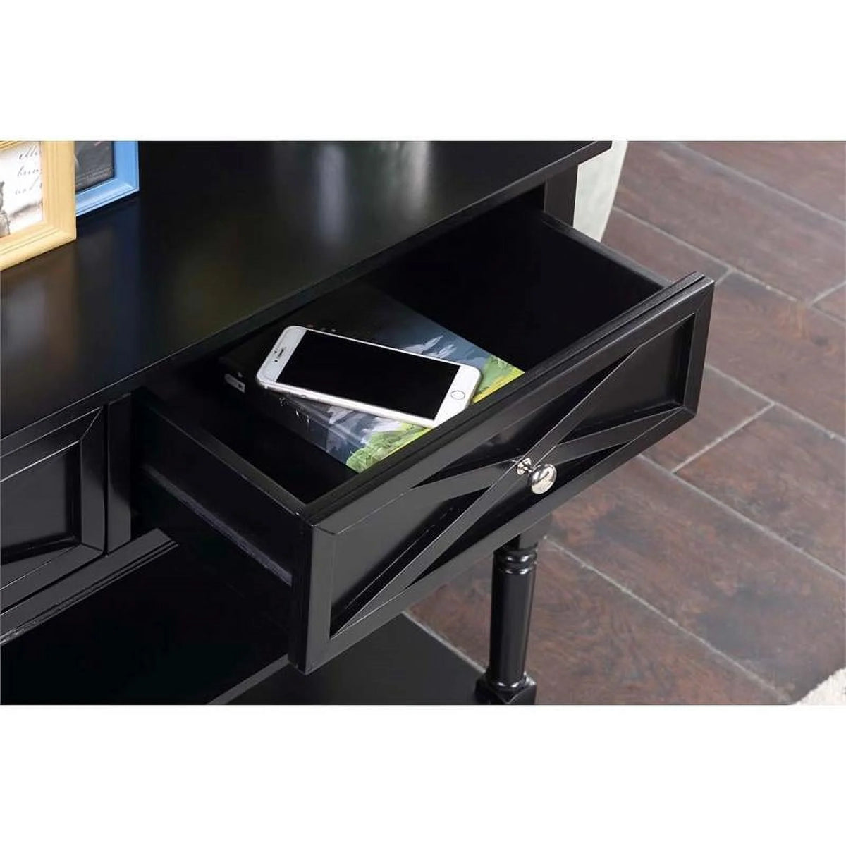 Black 2 Drawer Wood Console Table X251432