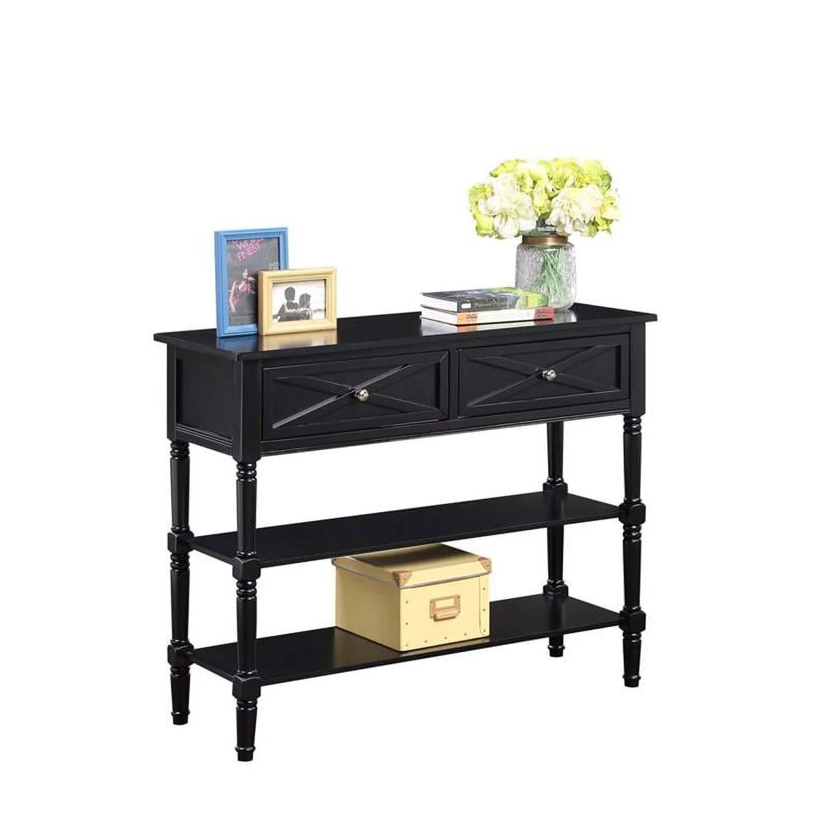 Black 2 Drawer Wood Console Table X251432